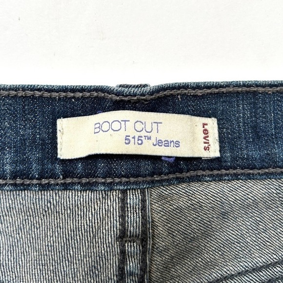 Levi's 515 Boot Cut Embellished Pocket Dark Wash Denim Jeans, Size 8 Long - Picture 8 of 9